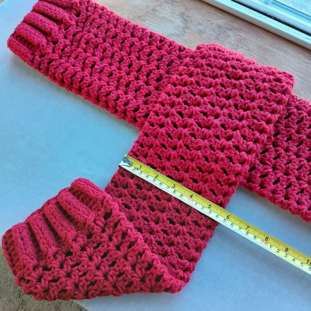 Cherry Red Leg Warmers OSFM crochet warm thick chunky over th knee dance premade